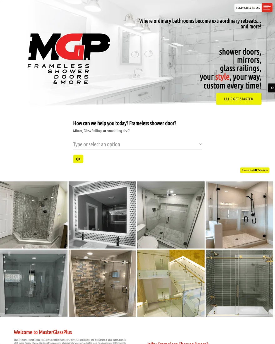 Master Glass Plus commercial glass website